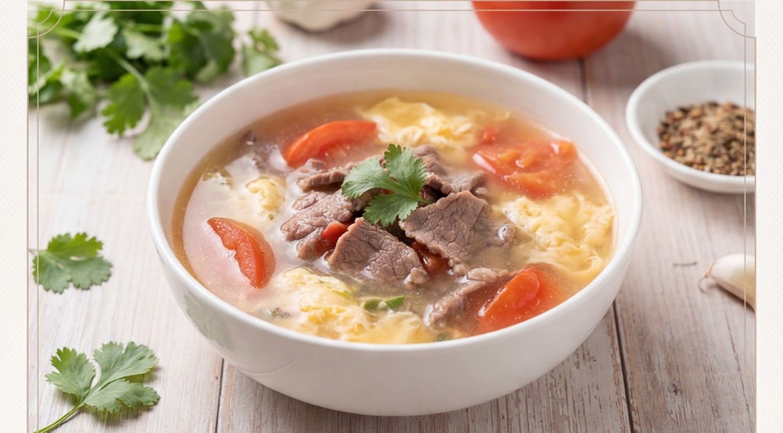 Tomato Beef Egg Drop Soup