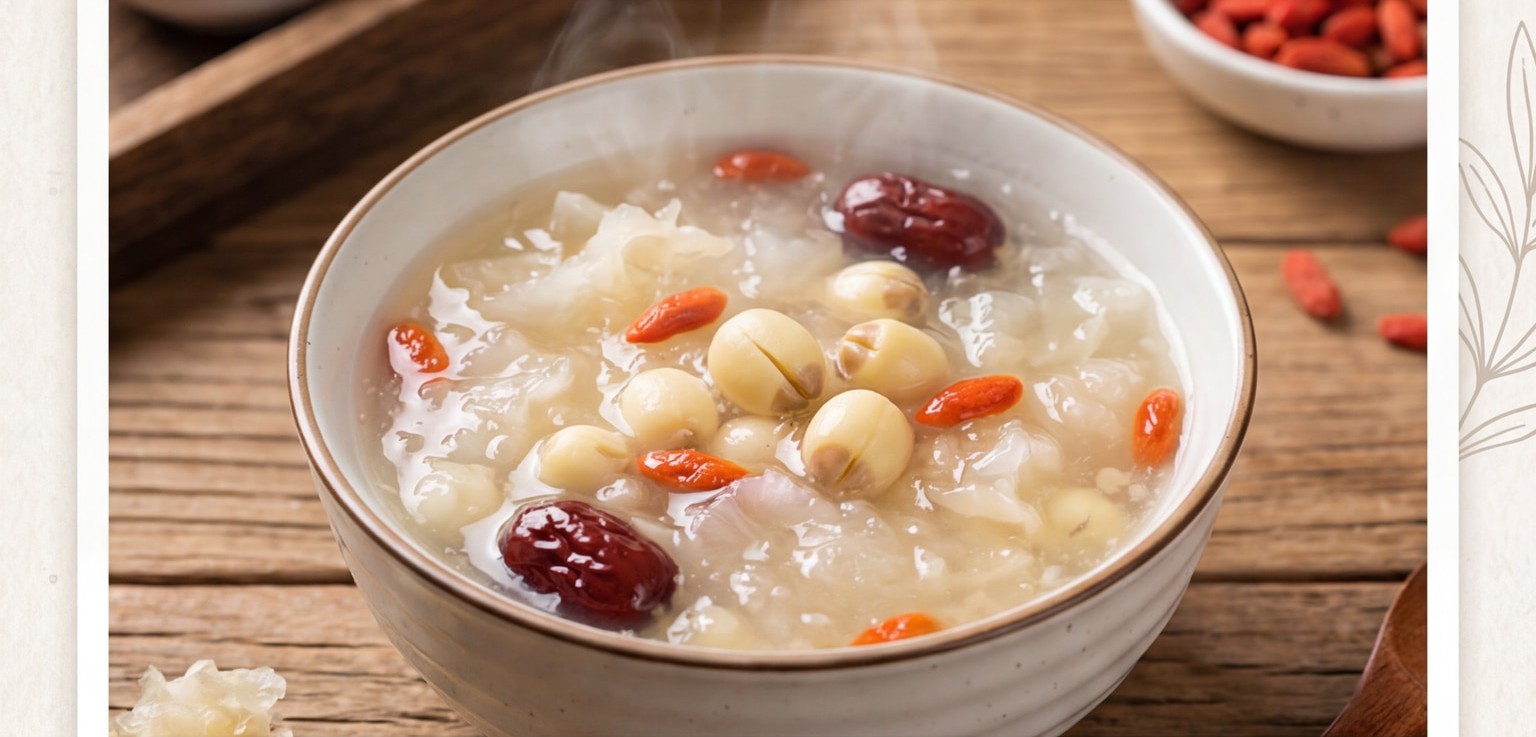 Snow Fungus and Lotus Seed Congee