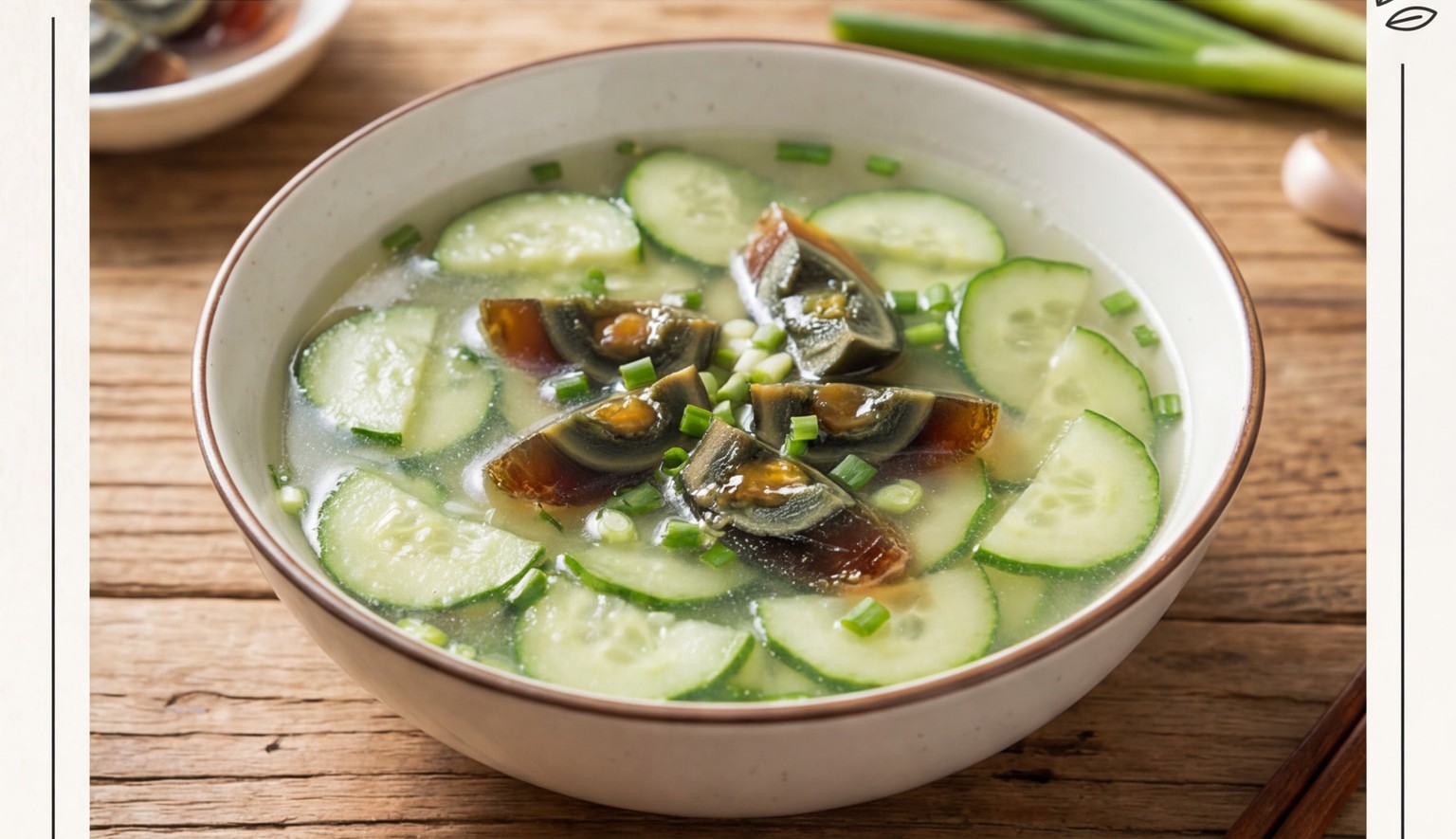 Cucumber and Century Egg Soup