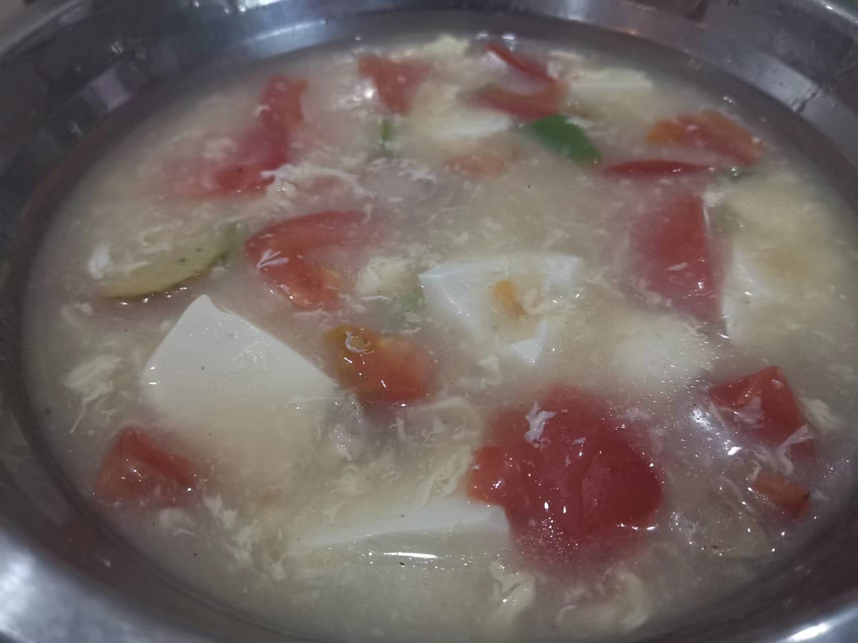 Tomato and Tofu Egg Drop Soup