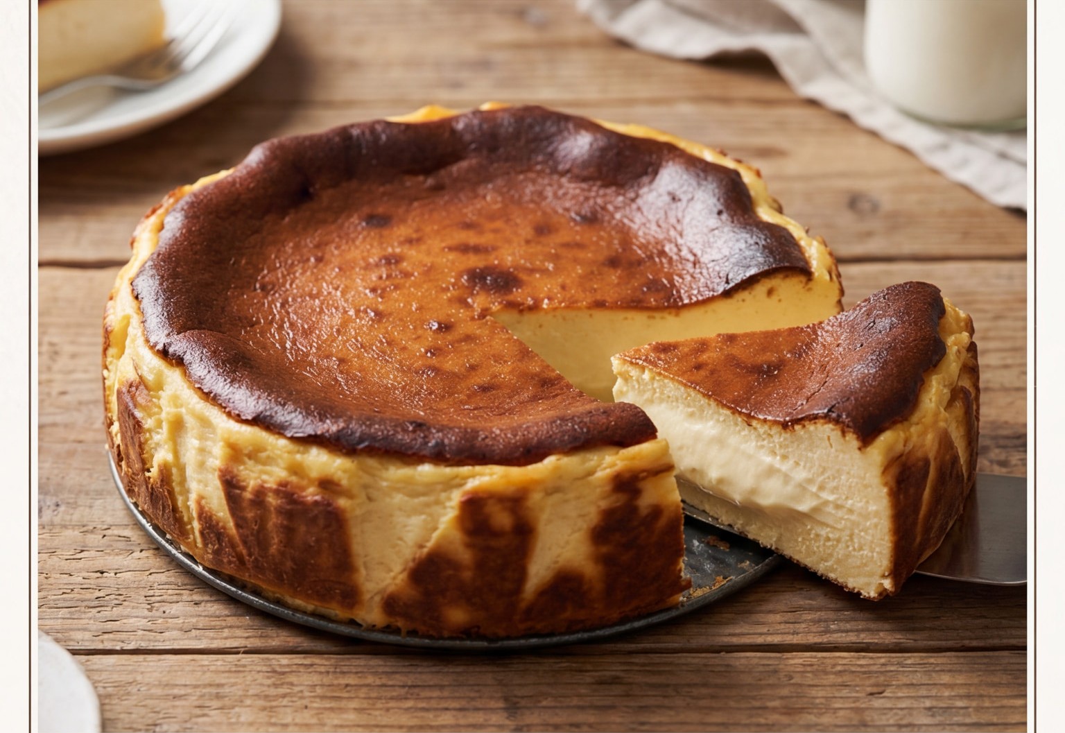 Oven-Baked Basque Cheesecake